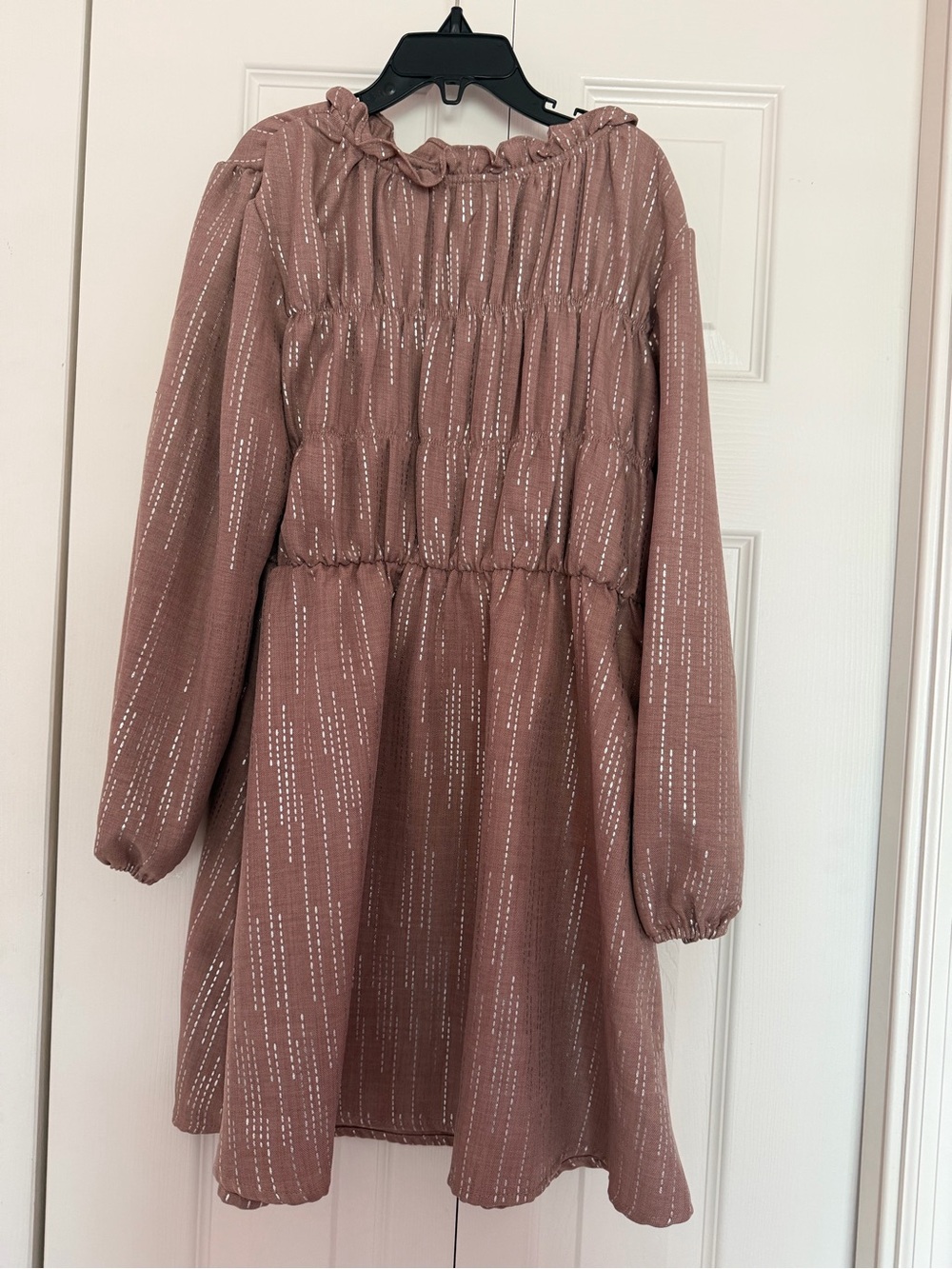 NWOT Girls' Dusty Rose Long Sleeve Smocked Dress